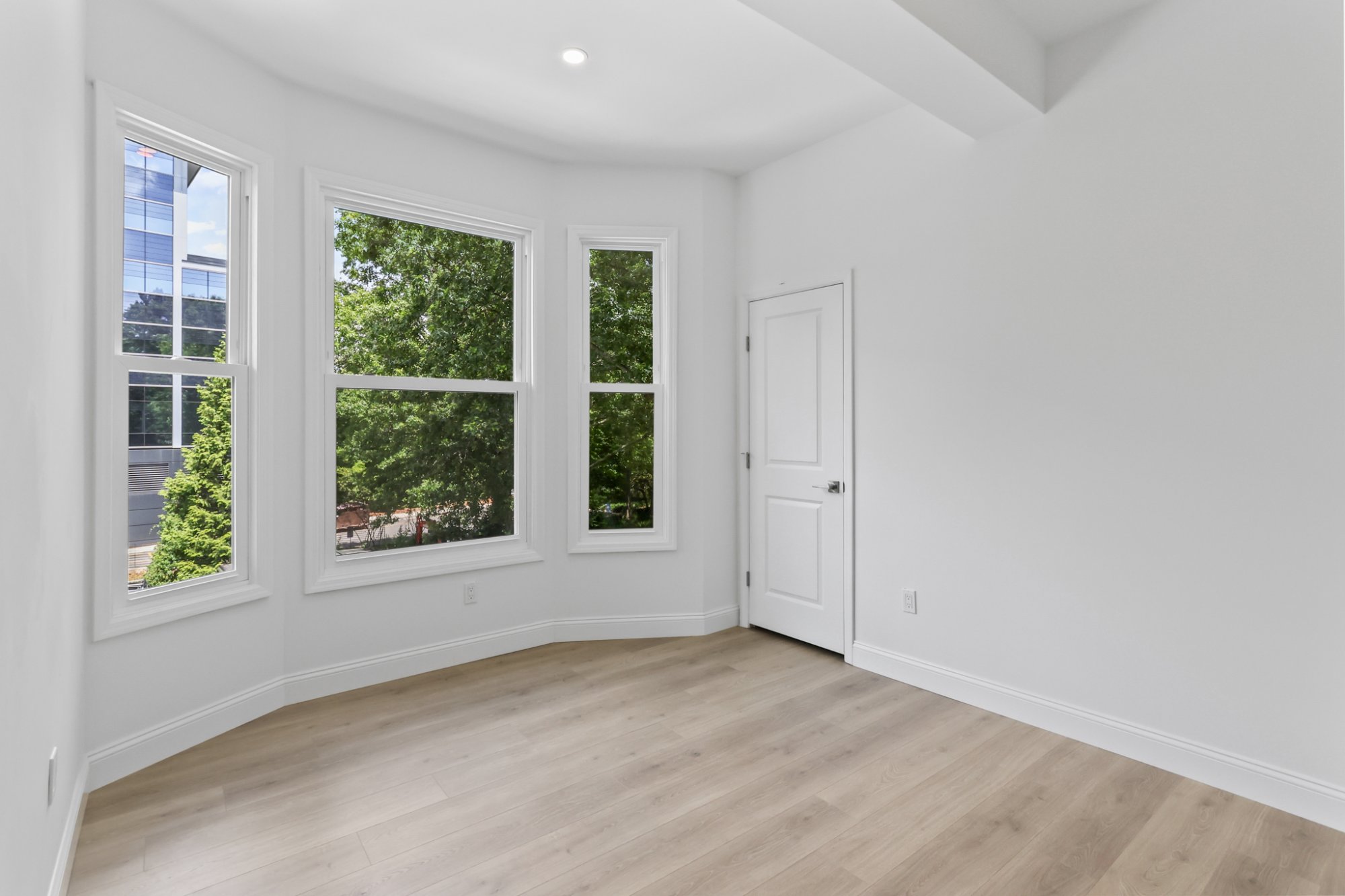 Bedroom bay window tree views